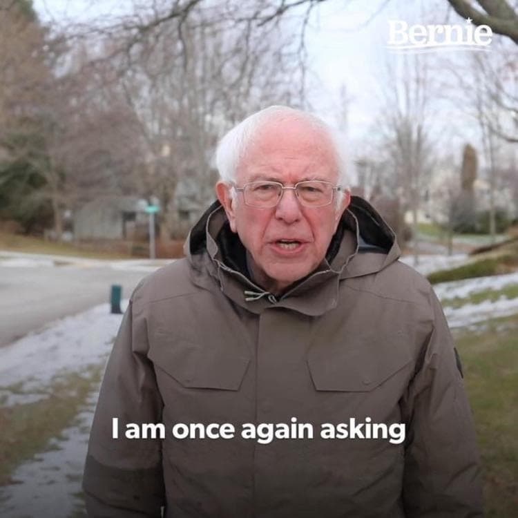 Bernie Pedindo Apoio Mais Uma Vez