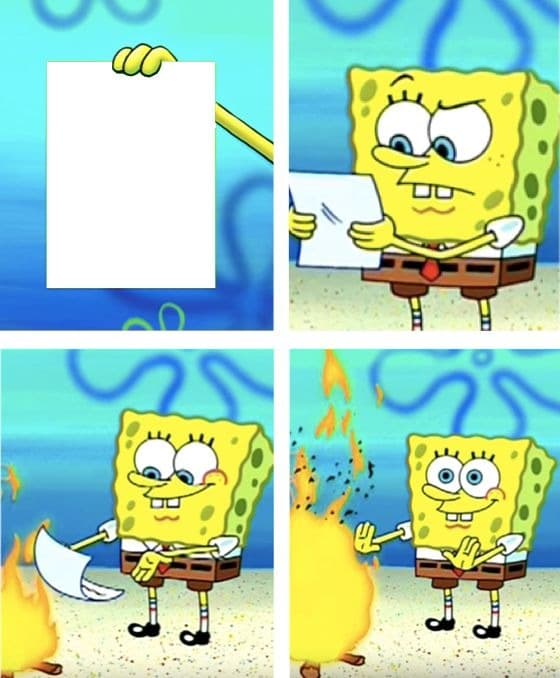 Bob Esponja Queimando Papel