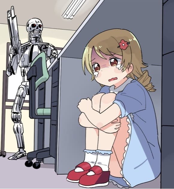 Garota Anime Se Escondendo do Exterminador