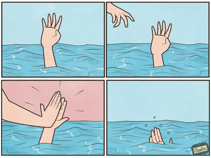 High Five Enquanto Se Afoga