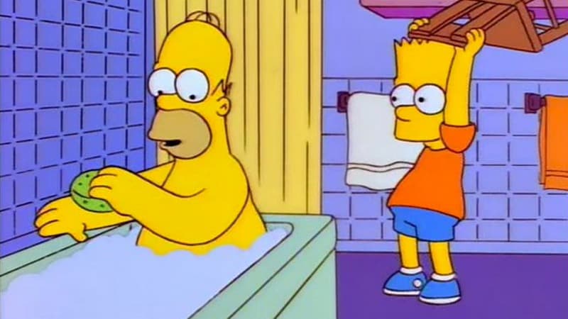 Bart Batendo no Homer com Cadeira